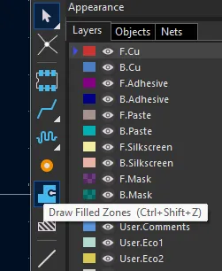 Copper-zone creation button