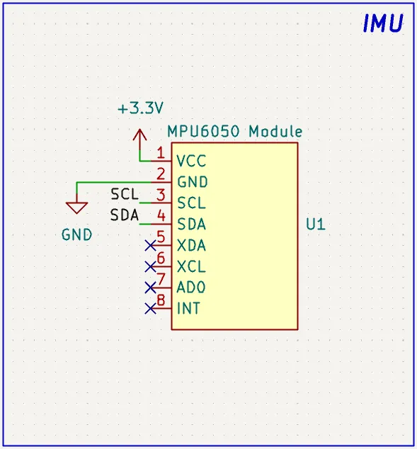 Completed MPU6050 IMU schematic section
