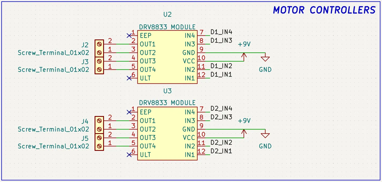 Completed motor-driver schematic section