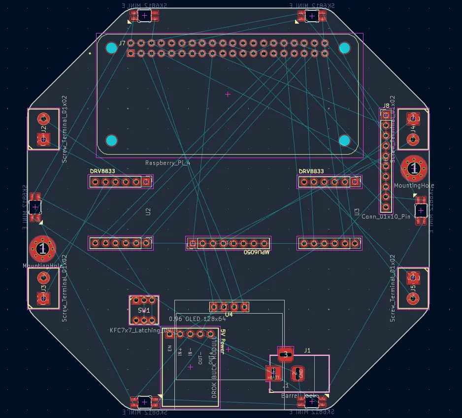 Imported footprints arranged inside a board outline