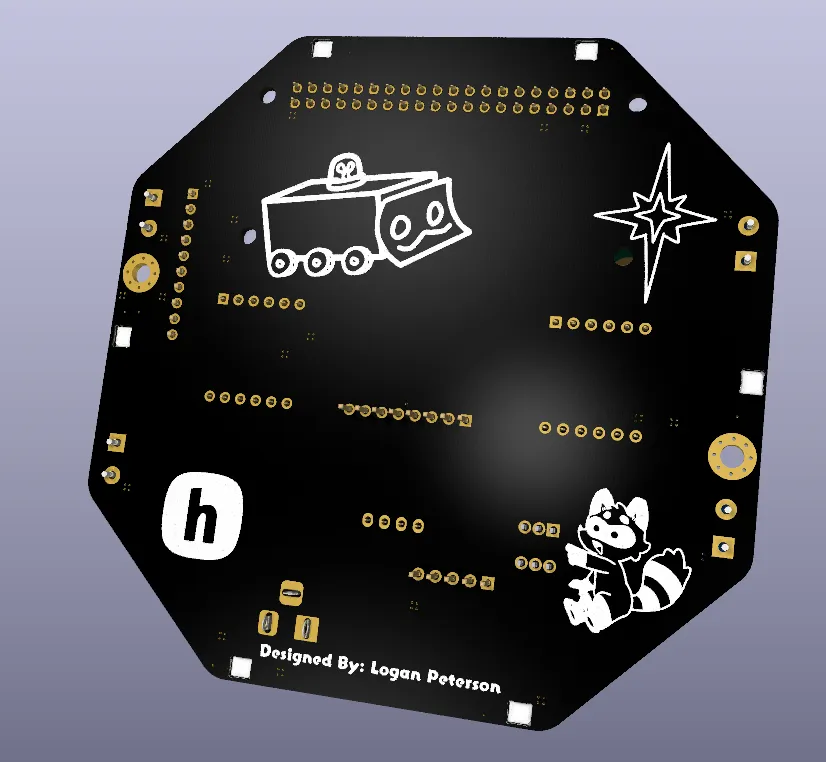 Bottom silkscreen art on the PCB