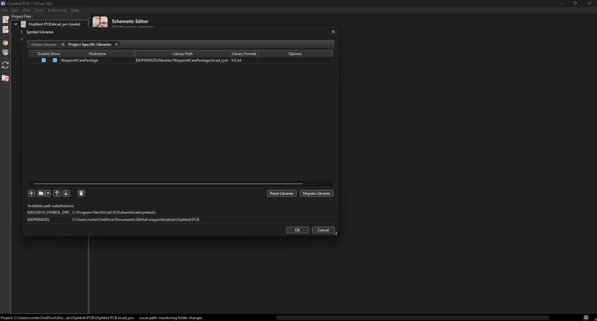 WaypointCarePackage symbol library added to Project Specific Libraries